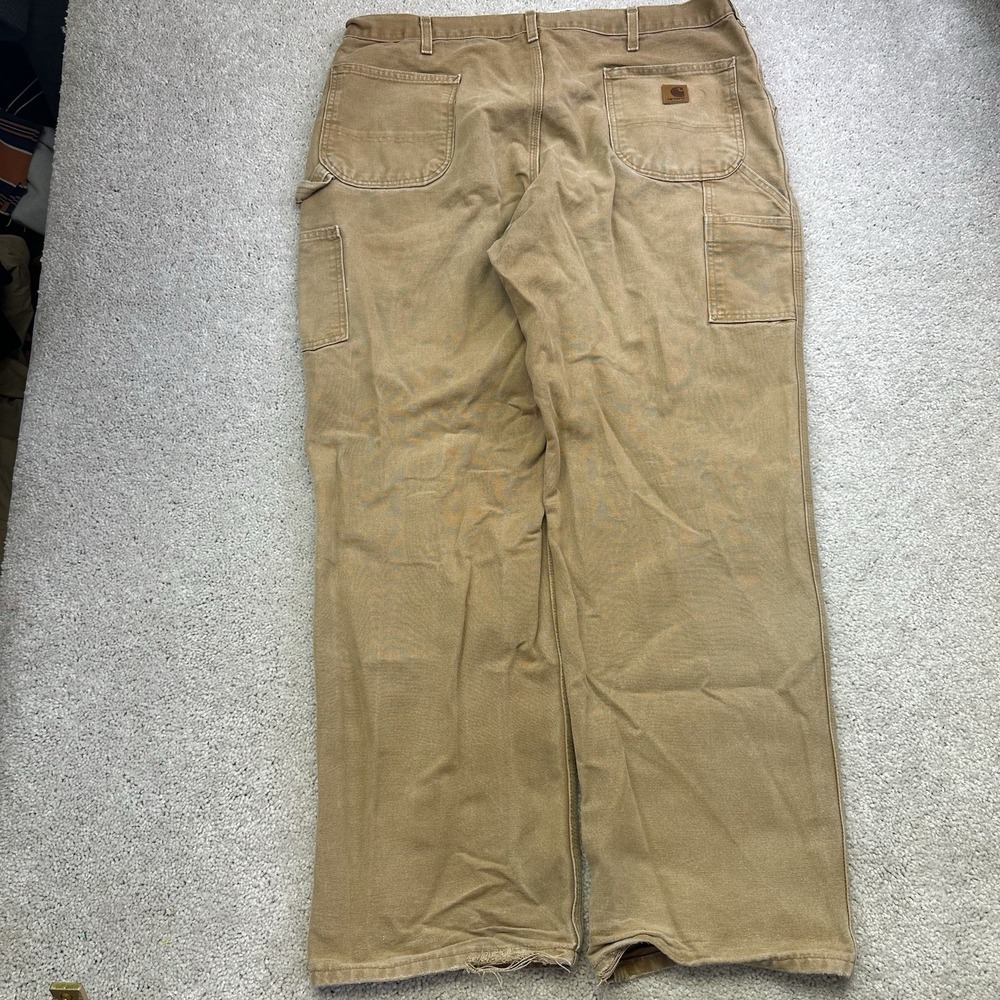 Carhartt Pants Mens 42x34 B11 BRN Brown Dungaree Fit Canvas Work Carpenter Heavy